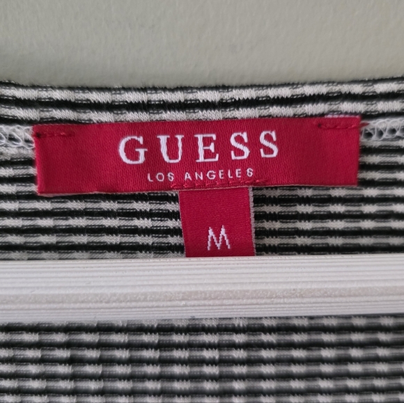 Guess M Y2K Coquette Girl Indie Sleeze Grunge Striped Ribbed Cold Shoulder Top - Picture 3 of 11